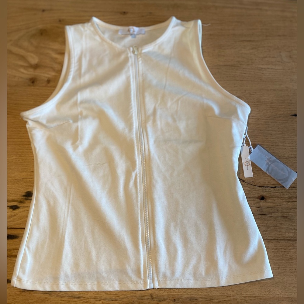 Melograno Full Zip Sleeveless Tunic Top Ivory‎ Women’s XL NWT